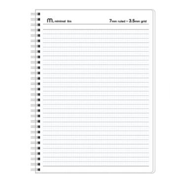 Imagem de MELLOMENT Caderno Graph Line & Grid B5 com capa de plástico, conjunto de 4, 72 folhas, linha de 7 mm e grade de 3,5 mm, caderno multiuso, ótimo para estudantes universitários, escola, aula, desenho,