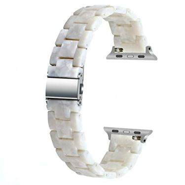 Imagem de Juntan Pulseira esportiva de resina compatível com Apple Watch séries 7 e 6 de 42 mm, 44 mm e 45 mm, compatível com relógio inteligente iWatch séries 7, 6, Apple Watch SE, séries 5, 4, 3, 2, 1, branco