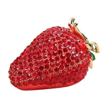 Imagem de Fiocias Caixa de bugigangas de morango, mini caixa de joias, estojo de joias, caixa decorativa de morango vermelho para pingentes, L