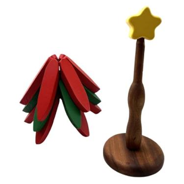 Imagem de ＫＬＫＣＭＳ Conjunto de trivets de madeira, porta-copos, esteira de aquecimento de casa, suporte de panela, tapete de mesa de madeira para restaurantes de mesa,