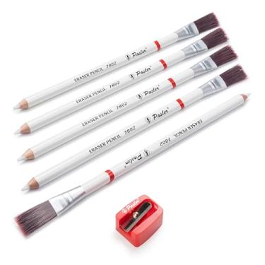Imagem de Pasler® Lápis de borracha 7802 Perfection Detail Eraser Pencil com pincel e um apontador perfeito para esboços e ilustrações coloridas (pacote com 6)