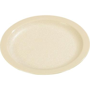 Imagem de Carlisle FoodService Products Prato de jantar de plástico reutilizável com aro estreito para casa e restaurante, melamina, 25 cm, marrom (pacote com 48)