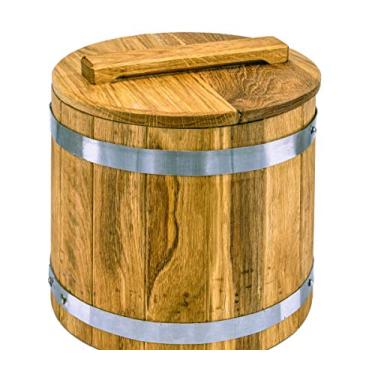 Imagem de Hoohla Barril de Picles, Barril de Carvalho, Cuba de Madeira de 5 A 70 Litros para Picles com Tampa, Barril de Madeira Rústico, Armazenamento Em Casa de Fazenda