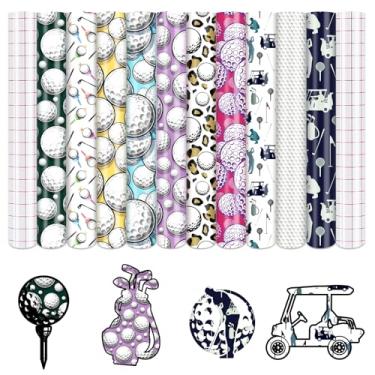 Imagem de Tintnut Vinil permanente com estampa de golfe - 10 folhas de vinil adesivo permanente 30,5 x 25,4 cm para máquina de corte, vinil impermeável para decoração de casa autoadesivo