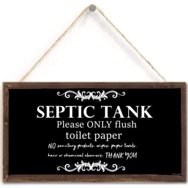 Imagem de TOMATO FANQIE Placa de Madeira com Citação para Banheiro- Placa para Tanque Séptico para Pendurar 10x5", Placa de Madeira para Pendurar Arte de Parede para Regra de Banheiro, Notas (, Fossa Séptica)