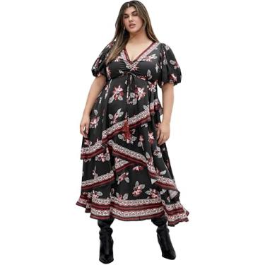 Imagem de City Chic Vestido feminino Drama Queen, Brd floral preto, 25 Plus Size