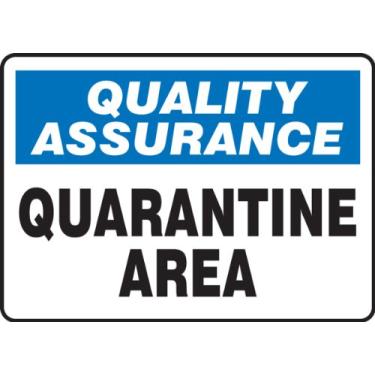 Imagem de Accuform Placa adesiva de vinil MQTL942VS, legenda "Quality Assurance Quarantine Area", 18 cm de comprimento x 25 cm de largura x 0 cm de espessura, azul/preto em branco