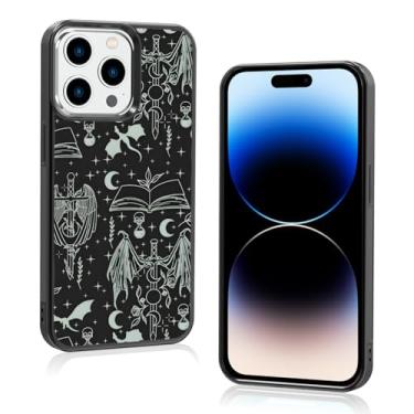 Imagem de Odhtst Aesthetic Bookish Fantasy Capa de telefone fina compatível com iPhone 14 Pro 6,1 polegadas, proteção TPU à prova de choque vintage Dragon Wyverns amantes de livros Sage Swords capa de telefone