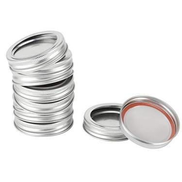 Imagem de Selo de Metal para Tampa de Frasco de Pedreiro - Tampa de Lata Tipo Dividida Com Anel de Metal Redondo para Potes - Embalado Em Caixa de (10 anéis de prata de 86 mm de boca larga