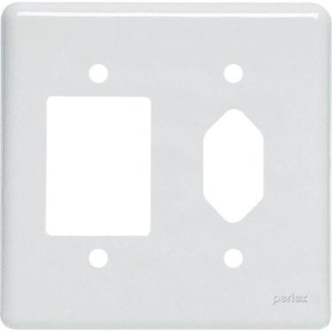 Imagem de Placa Perlex Branca 4X4 (3 Saida+Tomada) 23Pl3/1T, Branco