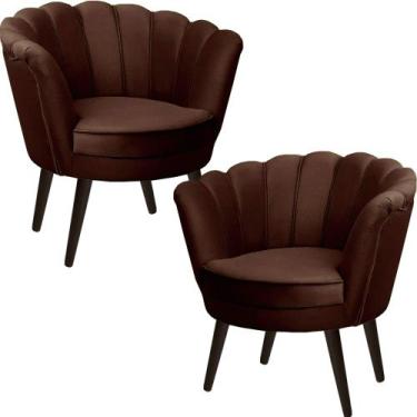 Imagem de Kit Duas Poltronas Pétala em Sued Premium Marrom - Sua Casa Decorações