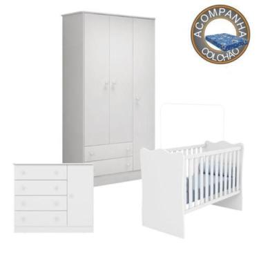 Imagem de Quarto de Bebê Completo Berço Colchão Physical Guarda Roupa Cômoda Doc