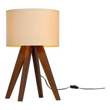 Imagem de Abajur Luminária De Mesa Bivolt Madri Com Pés De Madeira Maciça - Mobi