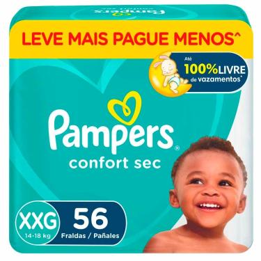 Imagem de Fralda Infantil Pampers Confort Sec Tamanho XXG com 56 Fraldas
