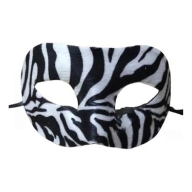 Imagem de Máscara Veneziana Estampada De Zebra Para Festas Fantasia E Carnaval 18cm
