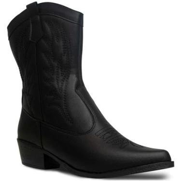 Imagem de Bota Texana Feminina Menina Nº 28 ao 37 Saltinho Infantil Moda Country Confortável 09.24J (Preto, BR, Criança de 9 a 12 anos, Numérico, 34)
