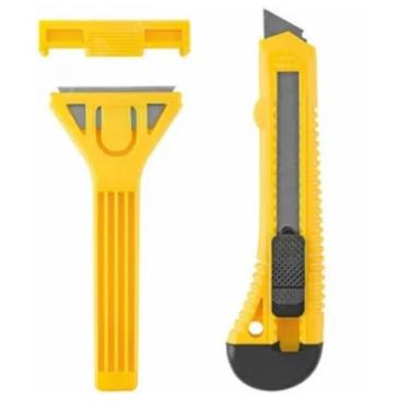 Imagem de Kit Estilete Raspador Removedor Tinta Cortador Papel Papelao Plastico Colorido