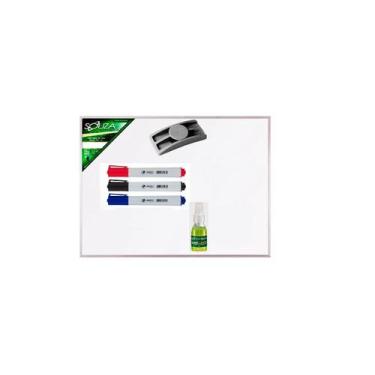 Imagem de Quadro Branco Luxo (Base Fórmica + MDF) 90x60 cm Moldura Alumínio Pop 