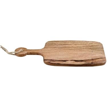 Imagem de Tábua de cortar de madeira/bandeja de servir - retangular com alça, feito à mão (43 x 20 cm)