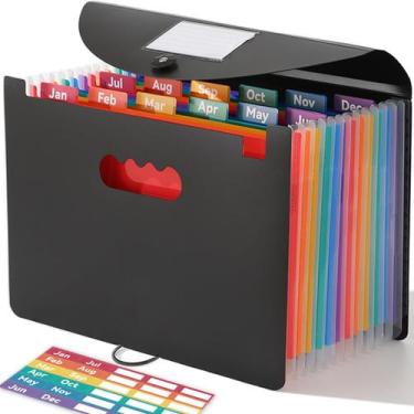 Imagem de Organizador de Arquivos SorTrax - Acordeão com 12 Bolsos Mensais - Pre