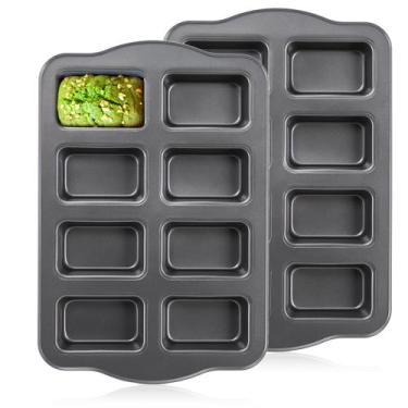 Imagem de Mini Forma de Pão Lawei 8 Cavidades - Antiaderente em Aço Carbono (x2)