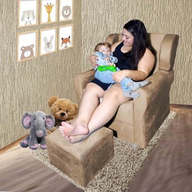 Imagem de Poltrona Amamentação Descanso Fixa C/ Puff Stella Capuccino