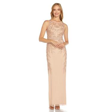 Imagem de Adrianna Papell Vestido longo feminino com contas, Ouro rosa, 34