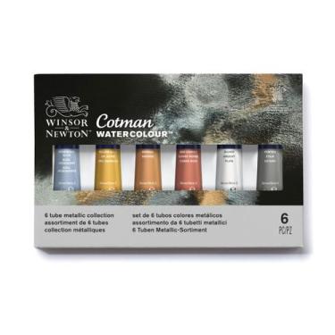 Imagem de Estojo Tinta Aquarela Winsor & Newton Cotman 8ml com 6 Cores Metálicas