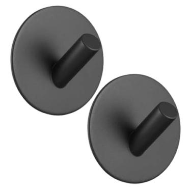 Imagem de Kit 2 Ganchos autoadesivos redondos metal preto gancho adesivo Suporte toalha suporte banheiro porta pano de prato cozinha gancho de parede suporte toalha banheiro