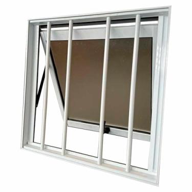 Imagem de Janela Maxim Ar Com Grade Banheiro Aluminio Branco 50x50cm