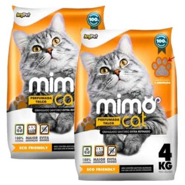 Imagem de Areia Para Gatos Mimo Cat Perfumada Com Talco 4kg Kit 2un