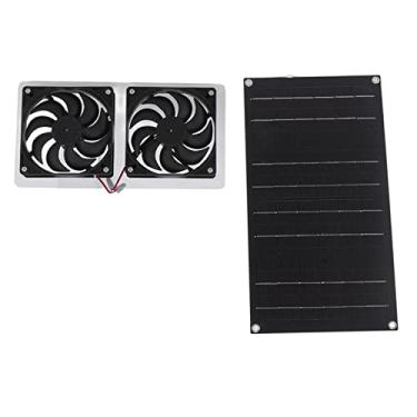 Imagem de Kit de Painel Solar Monocristalino de 100W Com Ventiladores Duplos para Pequenas Gestas de Frango, Estufas, Casas de Cachorro - Sem Armazenamento de Bateria Incluído