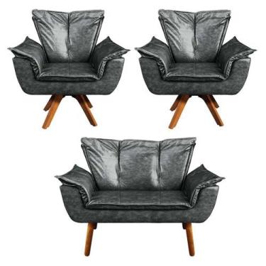 Imagem de Kit 01 Namoradeira E 02 Poltronas Opala Corano Preto - D' ROSSI