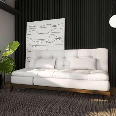 Imagem de Sofá-Cama 3 Lugares Casal Antonella com Pés de Madeira Branco