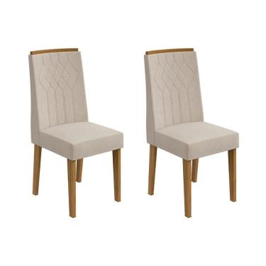 Imagem de Kit 2 Cadeiras De Cozinha Exclusive Amêndoa-linho Bege Rinzai - Lopas
