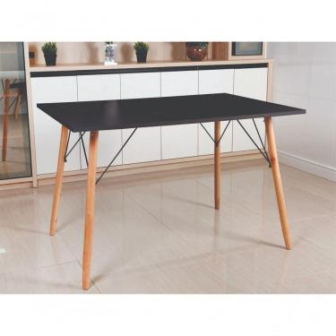 Imagem de Mesa Jantar Retangular Eiffel 120 X 90cm Preta + 4 Cadeiras Eames Eiffel Furadinha Preta