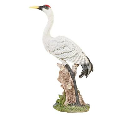 Imagem de POYUFRG Estatueta de guindaste vermelho coroado decoração de jardim casa ao ar livre realista coleção de pássaros raros quintal lagoa guindaste selvagem ornamento de mesa, branco, 19 * 8 * 32,5 cm