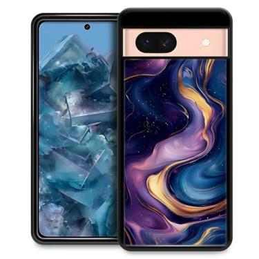 Imagem de CARLOCA Capa para Google Pixel 8A, ultra proteção à prova de choque de silicone macio TPU antiderrapante para Google Pixel 8A padrão roxo dourado mármore líquido