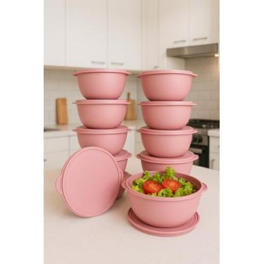 Imagem de Kit Potes Hermeticos de Plástico 500ml BPA Free Pequenas Porçoes, marmita fitness, saladeira, a escolher (ROSA)