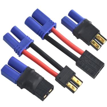 Imagem de BOEEA Adaptador de conector de bateria RC LiPo compatível com plugue de bateria Lipo TRX/Traxxas para EC5 macho fêmea no carregador ESC (2 pares)