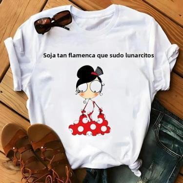 Imagem de Camiseta Feminina Fofa de Dança do Flamengo - Estampa de Desenho Anima
