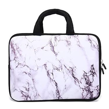 Imagem de 14 15 15,4 15,6 polegadas Bolsa para laptop com alça para proteger o computador Bolsa para notebook capa de neoprene capa de viagem macia para Dell Lenovo Toshiba HP Chromebook ASUS Acer, White Marble
