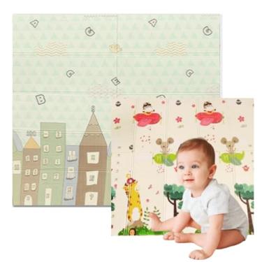Imagem de Tapete Atividades Bebê Infantil Dobrável (Dupla Face) Tatame Educativo Emborrachado Antiderrapante Tapete Infantil de Proteção. Util em Quarto, Sala, Escola, Berçarios, Parques, 8mm 1,80x1,20 (Castelo/Floresta)