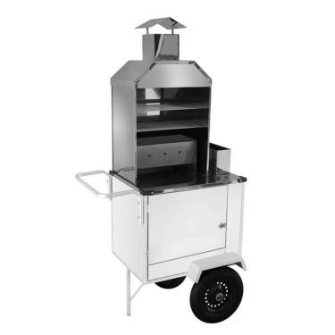 Imagem de Carrinho De Churrasco Cefaz Simples Branco Com Rodas Pneumáticas Bs02p