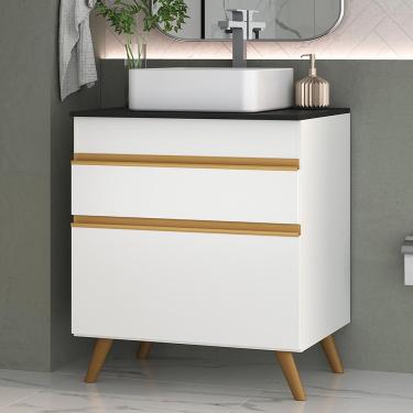 Imagem de Gabinete Banheiro 1 Porta E 1 Gav Retrô 70cm Mp5024 Branco