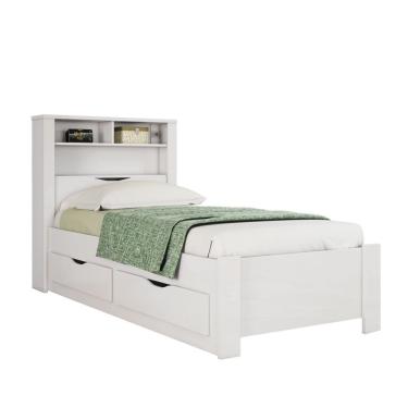 Imagem de Cama De Solteiro Santos Andirá Invicta Atacama Com Baú E 2 Gavetas Branco