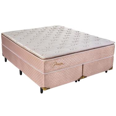 Imagem de Cama Box King Size Biflex Passione Com Pillow Top E Molas Pocket 72 X 193 X 203cm Areia
