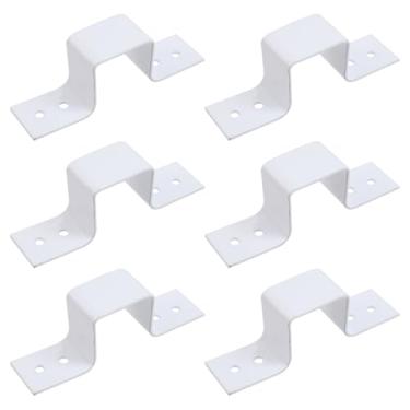 Imagem de Chinflly Braçadeira de alça de tubo quadrado, clipes de tira de tubo em forma de U de 1,2 x 1,2 polegadas Suporte de braçadeira de metal para tubos de água Poste de cerca de deck de madeira, branco