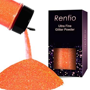 Imagem de Renfio Purpurina laranja, 55 g/55 g, glitter iridescente para artesanato, glitter de Halloween de 1/325.1 cm, flocos de PET, lascas de epóxi para artesanato de abóbora, resina epóxi - laranja
