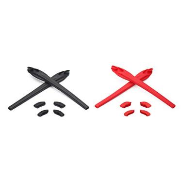 Imagem de Eye Opening Stuff Kits de borracha para substituição e nariz compatíveis com óculos de sol Oakley Flak 2.0/Flak 2.0 XL OO9188 - preto e vermelho